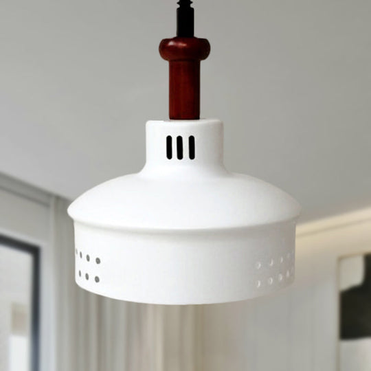 Modern Black Barn Shade Ceiling Pendant Light with Metallic Bulb for Stairways