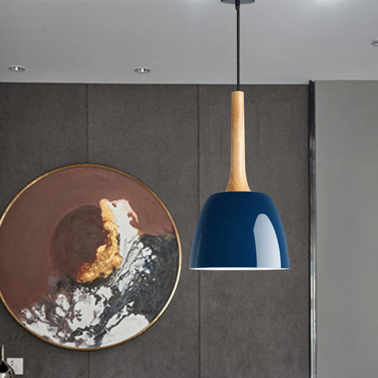 Modernist Metal Pendant Ceiling Light - Yellow/Blue/Green Domed Design - Perfect for Dining Room