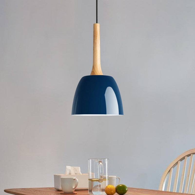 Modernist Metal Pendant Ceiling Light - Yellow/Blue/Green Domed Design - Perfect for Dining Room