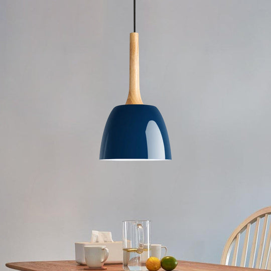 Modernist Metal Pendant Ceiling Light - Yellow/Blue/Green Domed Design - Perfect for Dining Room