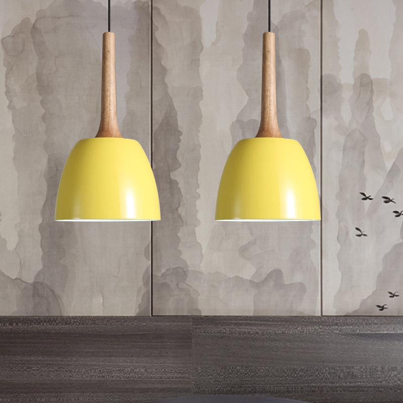 Modernist Metal Pendant Ceiling Light - Yellow/Blue/Green Domed Design - Perfect for Dining Room