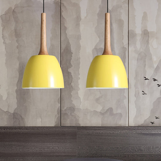 Modernist Metal Pendant Ceiling Light - Yellow/Blue/Green Domed Design - Perfect for Dining Room