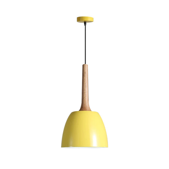 Modernist Metal Pendant Lighting: Yellow/Blue/Green Domed Hanging Ceiling Light For Dining Room