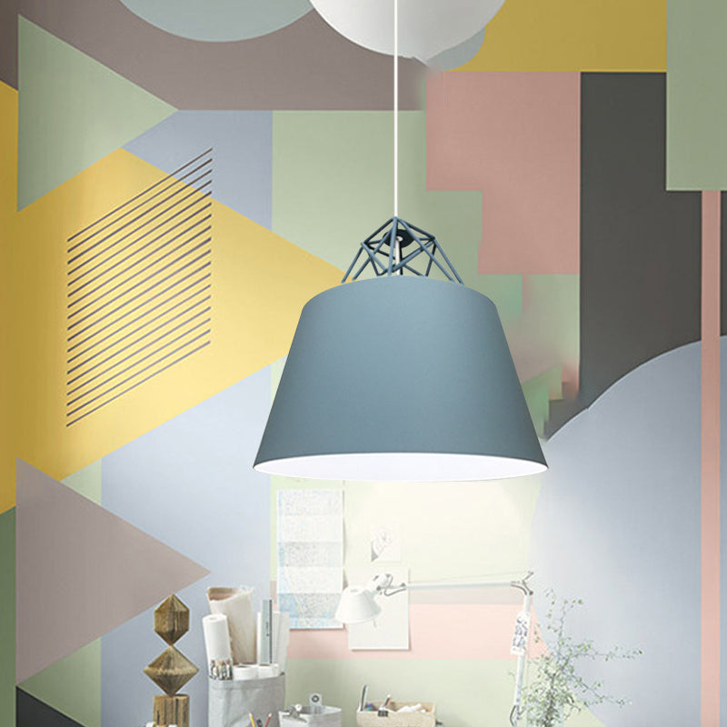 Contemporary Metal Cone Pendant Light - Blue/Purple/Pink 1-Light Stylish For Restaurants