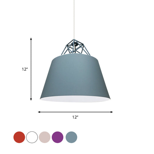Contemporary Metal Cone Pendant Light - Blue/Purple/Pink 1-Light Stylish For Restaurants