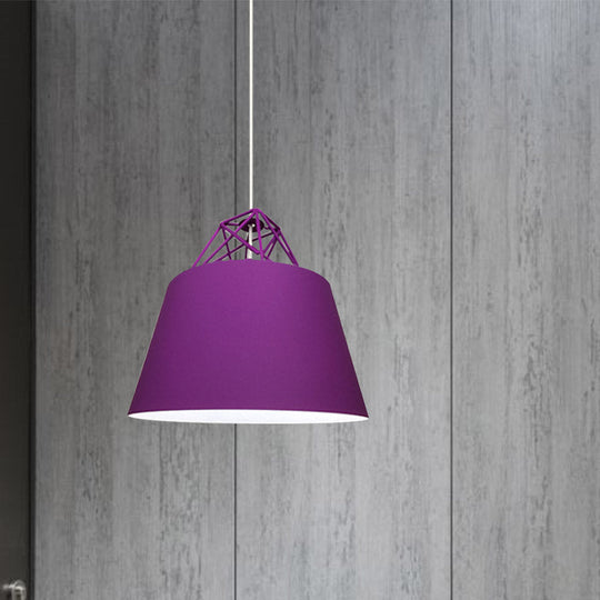 Contemporary Blue/Purple/Pink Cone Pendant Light: Stylish Metal 1-Light Fixture for Restaurants