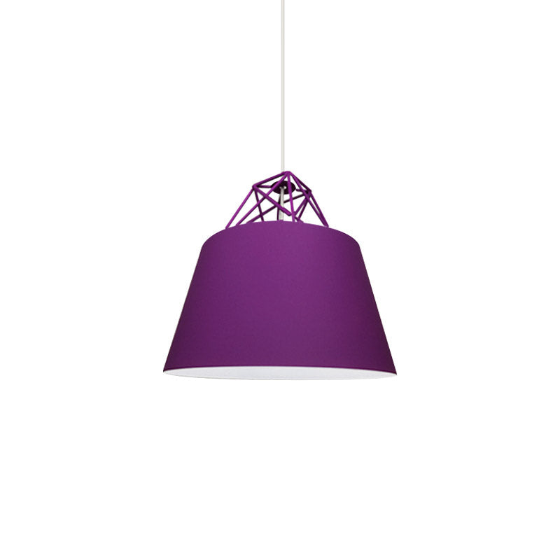 Contemporary Metal Cone Pendant Light - Blue/Purple/Pink 1-Light Stylish For Restaurants
