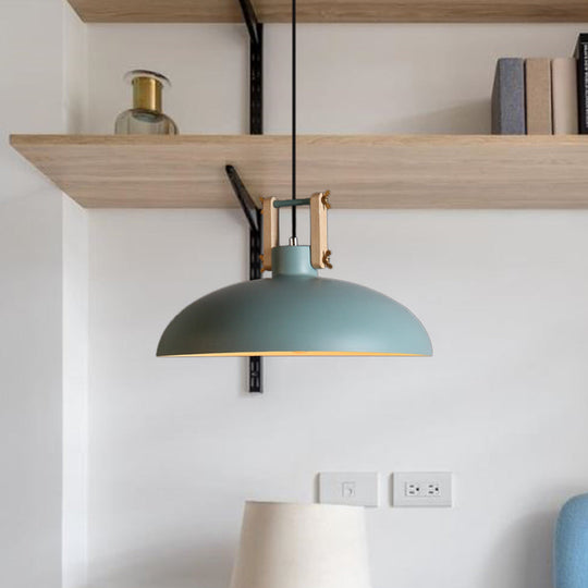 Metal Hanging Light With Bowl Shade - Modernist Style Black/Green Perfect For Dining Room Green