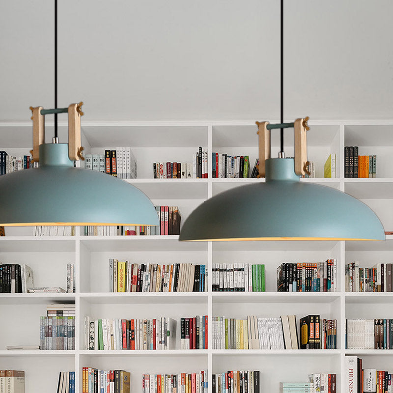 Metal Hanging Light With Bowl Shade - Modernist Style Black/Green Perfect For Dining Room