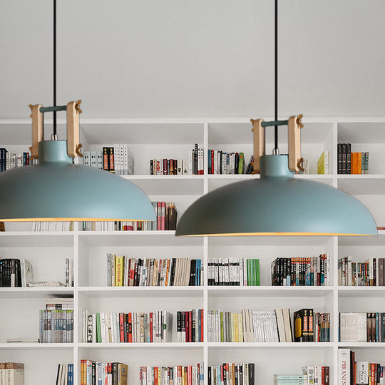 Metal Hanging Light With Bowl Shade - Modernist Style Black/Green Perfect For Dining Room