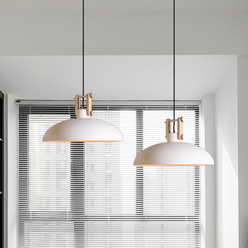 Suspension moderne en métal avec abat-jour en forme de bol - Suspension à 1 lampe pour salle à manger en noir/vert