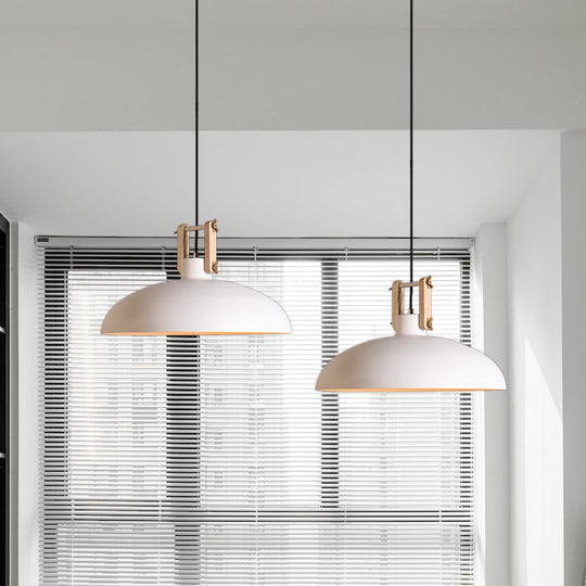 Suspension moderne en métal avec abat-jour en forme de bol - Suspension à 1 lampe pour salle à manger en noir/vert