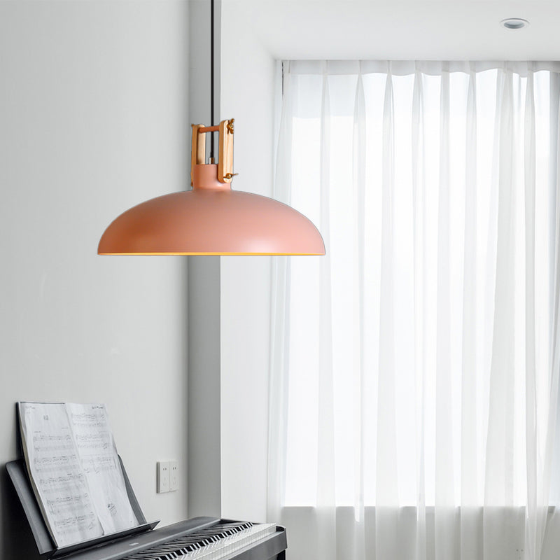 Metal Hanging Light With Bowl Shade - Modernist Style Black/Green Perfect For Dining Room Pink