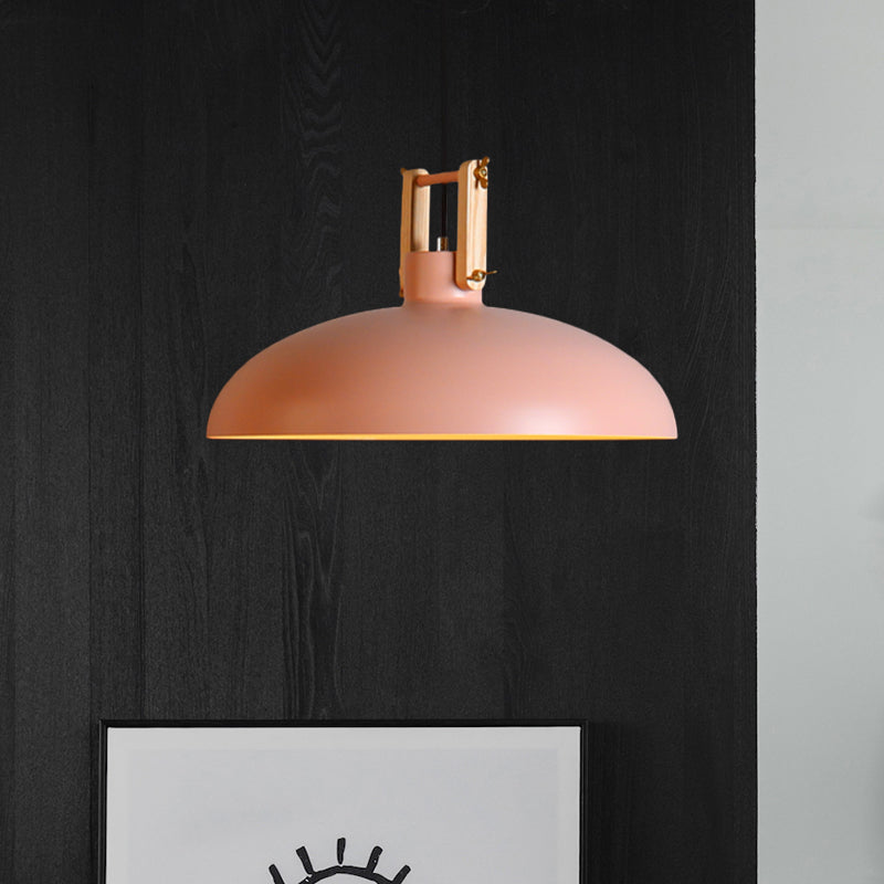 Suspension moderne en métal avec abat-jour en forme de bol - Suspension à 1 lampe pour salle à manger en noir/vert