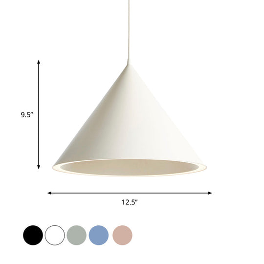 Lampe suspendue conique à 1 lumière de 10"/12,5" de diamètre, lampe suspendue nordique élégante en métal noir/bleu au-dessus d'une table