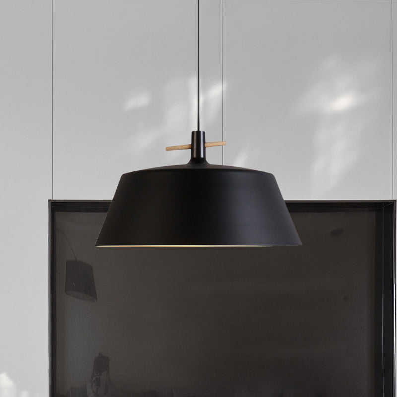 Contemporary Metal Pendant Lamp with Shade - Stylish Dining Room Hanging Light Fixture in Black/White