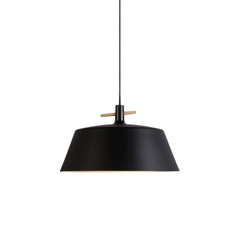 Contemporary Metal Pendant Lamp with Shade - Stylish Dining Room Hanging Light Fixture in Black/White