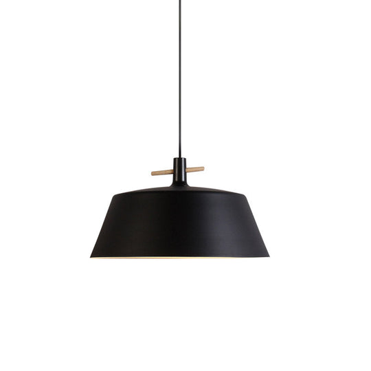 Contemporary Metal Pendant Lamp with Shade - Stylish Dining Room Hanging Light Fixture in Black/White