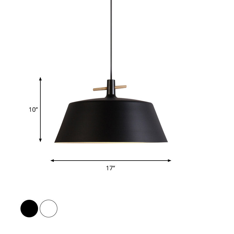 Contemporary Metal Pendant Lamp with Shade - Stylish Dining Room Hanging Light Fixture in Black/White