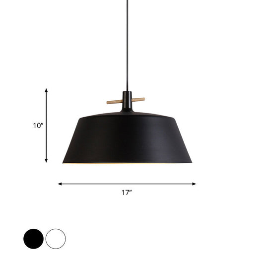 Contemporary Metal Pendant Lamp with Shade - Stylish Dining Room Hanging Light Fixture in Black/White