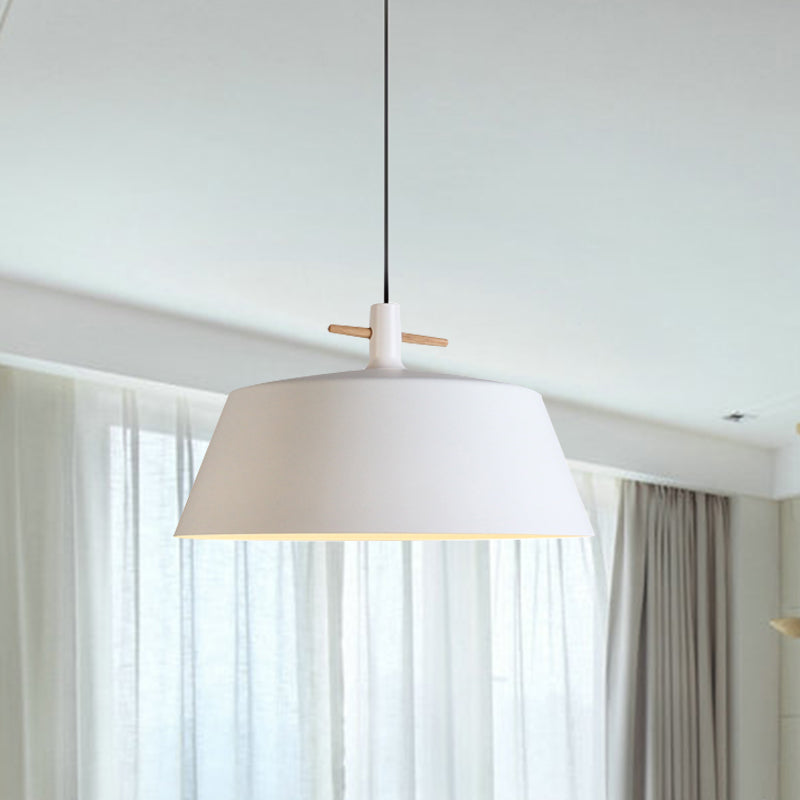 Contemporary Metal Pendant Lamp with Shade - Stylish Dining Room Hanging Light Fixture in Black/White