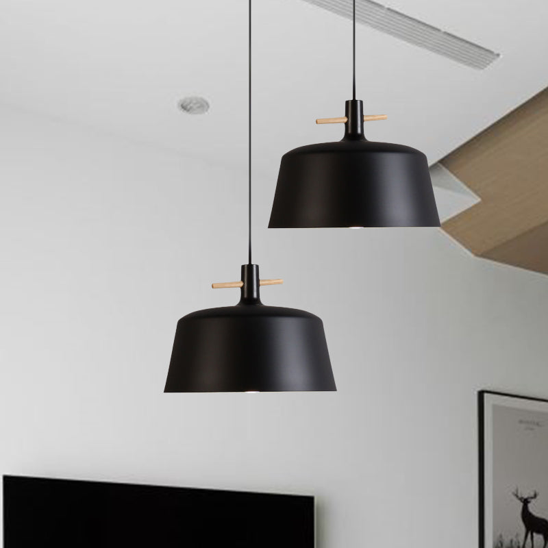 Contemporary Metal Pendant Lamp with Shade - Stylish Dining Room Hanging Light Fixture in Black/White