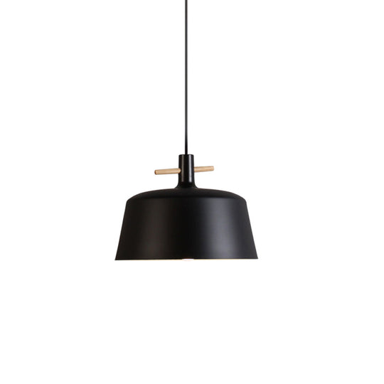 Contemporary Metal Pendant Lamp with Shade - Stylish Dining Room Hanging Light Fixture in Black/White