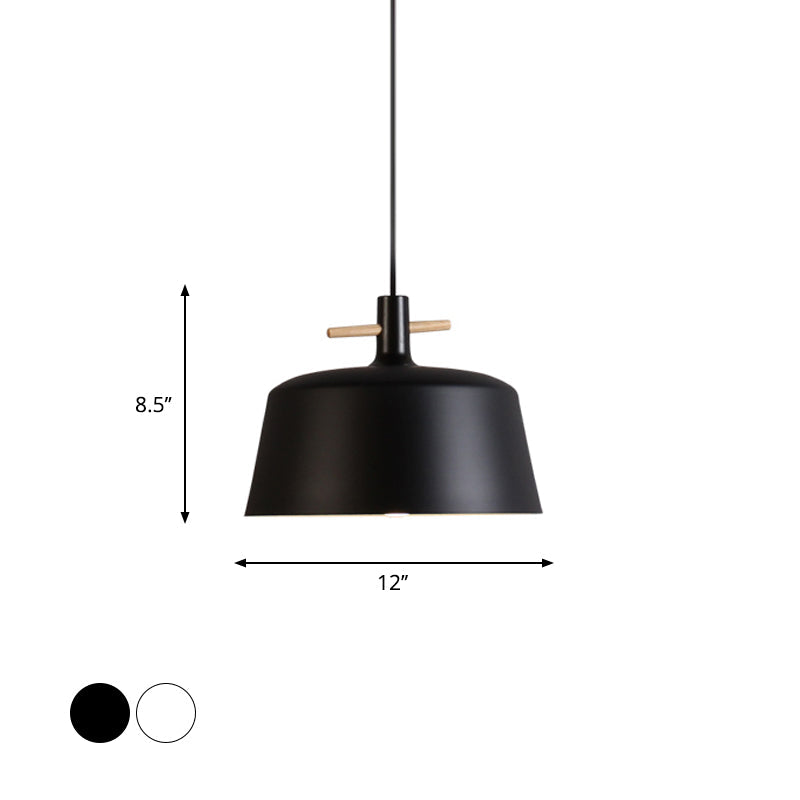 Contemporary Metal Pendant Lamp with Shade - Stylish Dining Room Hanging Light Fixture in Black/White