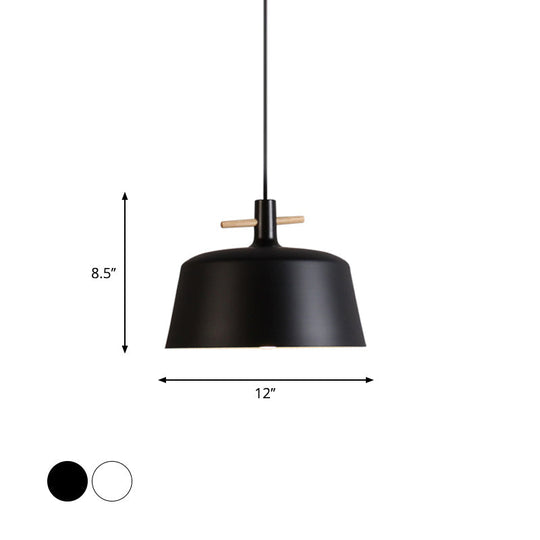Contemporary Metal Pendant Lamp with Shade - Stylish Dining Room Hanging Light Fixture in Black/White