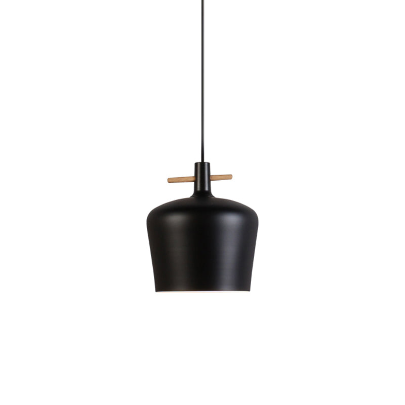 Lampe à suspension contemporaine en métal avec abat-jour - Luminaire suspendu élégant pour salle à manger en noir/blanc