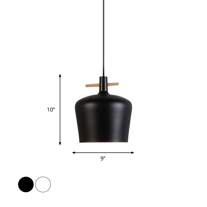 Contemporary Metallic Pendant Lamp With Shade - Black/White