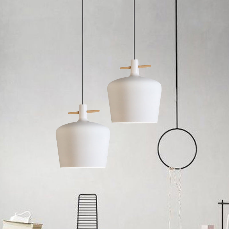 Contemporary Metal Pendant Lamp with Shade - Stylish Dining Room Hanging Light Fixture in Black/White