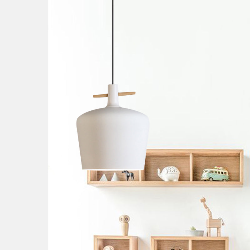 Contemporary Metal Pendant Lamp with Shade - Stylish Dining Room Hanging Light Fixture in Black/White