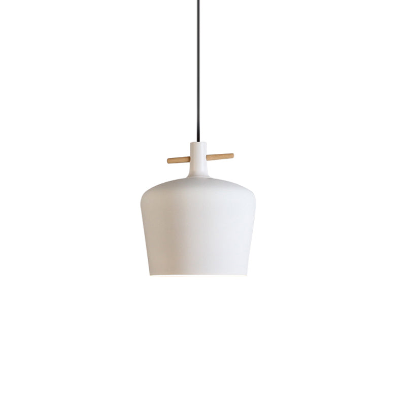 Contemporary Metallic Pendant Lamp With Shade - Black/White