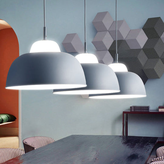 Nordic Style Pendant Light: Metallic Hanging Fixture In Black/Green For Table - 1 Bulb Dark Blue