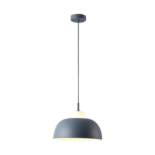 Nordic Style Pendant Light: Metallic Hanging Fixture In Black/Green For Table - 1 Bulb
