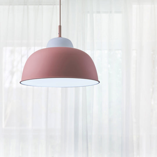 Nordic Style Pendant Light: Metallic Hanging Fixture In Black/Green For Table - 1 Bulb