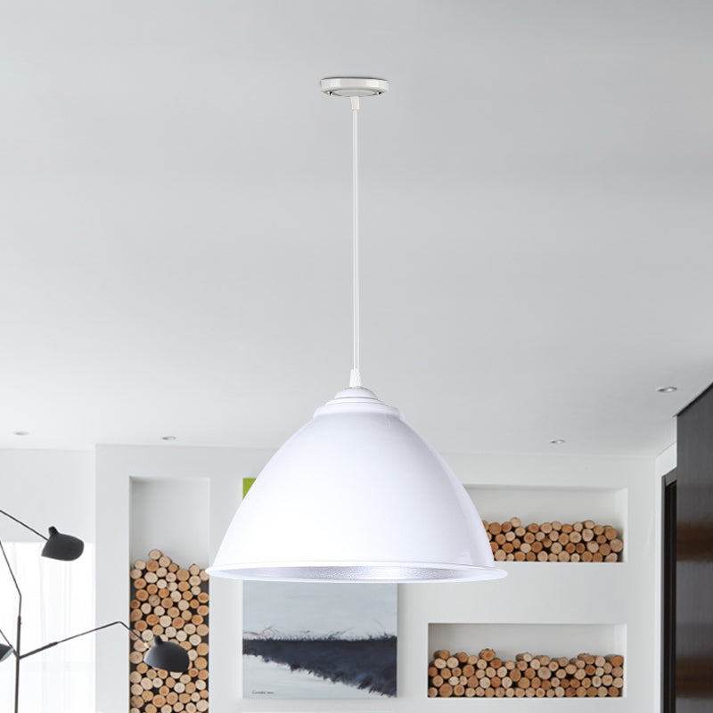 Plafonnier industriel métallique suspendu avec cordon réglable - Lampe suspendue à 1 tête (noir/blanc/rouge)