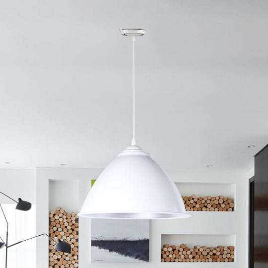 Plafonnier industriel métallique suspendu avec cordon réglable - Lampe suspendue à 1 tête (noir/blanc/rouge)