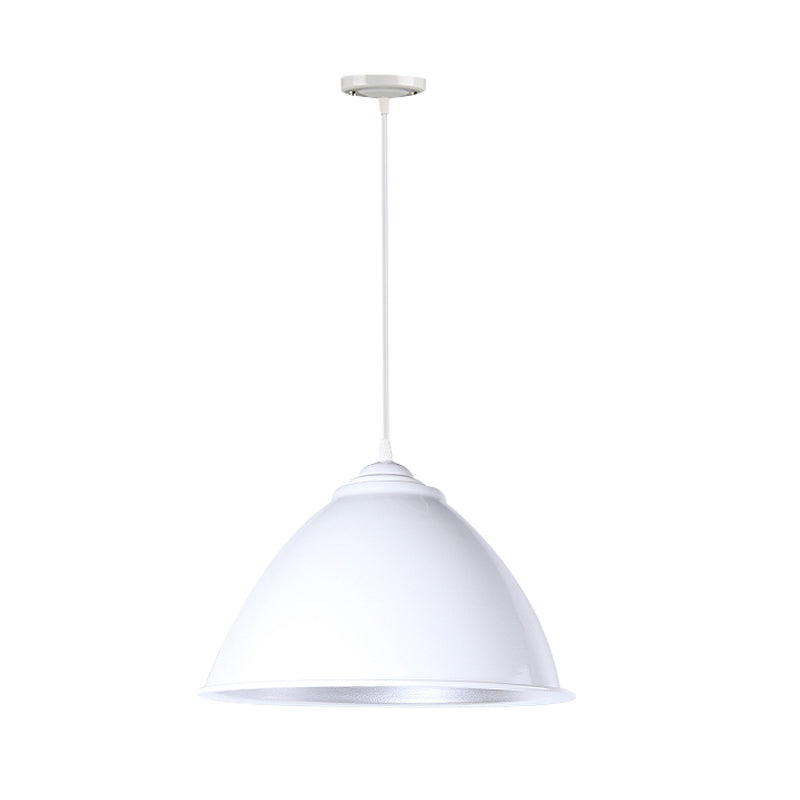 Metallic Domed Hanging Ceiling Light - Industrial Pendant Lamp With Adjustable Cord In