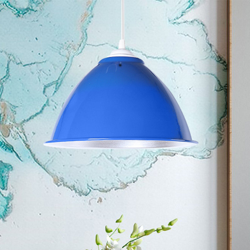 Plafonnier industriel métallique suspendu avec cordon réglable - Lampe suspendue à 1 tête (noir/blanc/rouge)