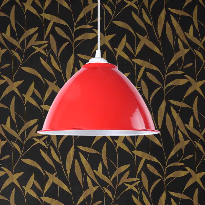 Plafonnier industriel métallique suspendu avec cordon réglable - Lampe suspendue à 1 tête (noir/blanc/rouge)