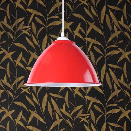 Plafonnier industriel métallique suspendu avec cordon réglable - Lampe suspendue à 1 tête (noir/blanc/rouge)