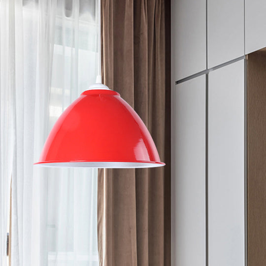 Plafonnier industriel métallique suspendu avec cordon réglable - Lampe suspendue à 1 tête (noir/blanc/rouge)