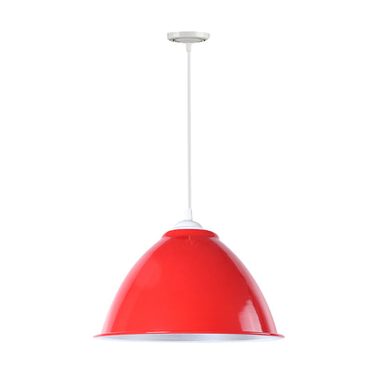 Plafonnier industriel métallique suspendu avec cordon réglable - Lampe suspendue à 1 tête (noir/blanc/rouge)