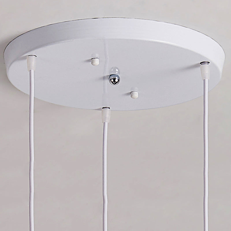 Modern White Geometric Metal Pendant Light - 3-Light Indoor Hanging Ceiling Fixture with Linear/Round Canopy