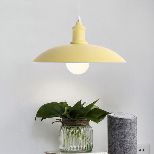 Stylish Macaron Blue/Green Bowl Pendant Lamp - Metal Suspension Light For Dining Room 12.5/16 Dia