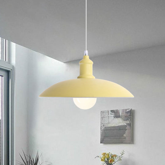 Stylish Macaron Blue/Green Bowl Pendant Lamp - Metal Suspension Light For Dining Room 12.5/16 Dia