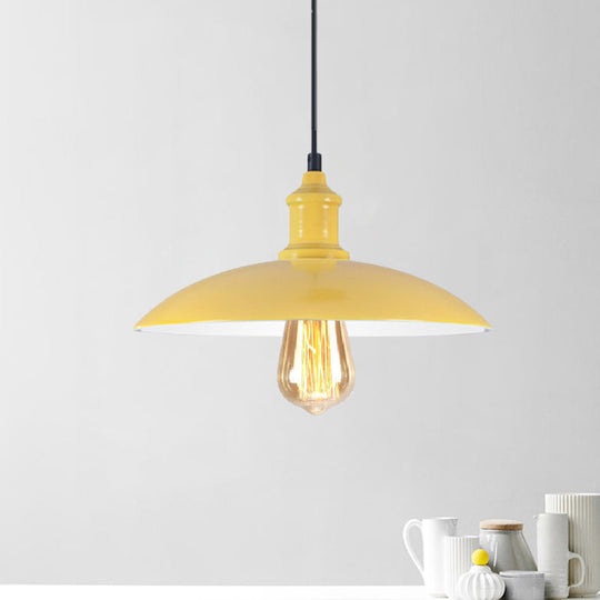 Stylish Macaron Blue/Green Bowl Pendant Lamp - Metal Suspension Light For Dining Room 12.5/16 Dia