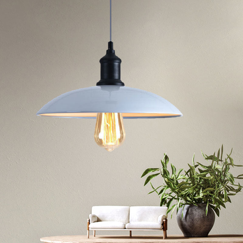 Stylish Macaron Blue/Green Bowl Pendant Lamp - Metal Suspension Light For Dining Room 12.5/16 Dia